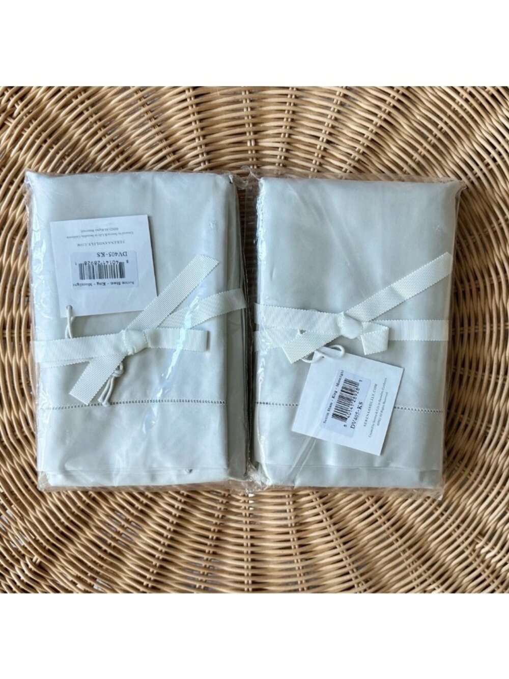 NEW Serena & Lily Sutton 610-TC Sateen King Shams (Set of 2)-Moonlight Grey